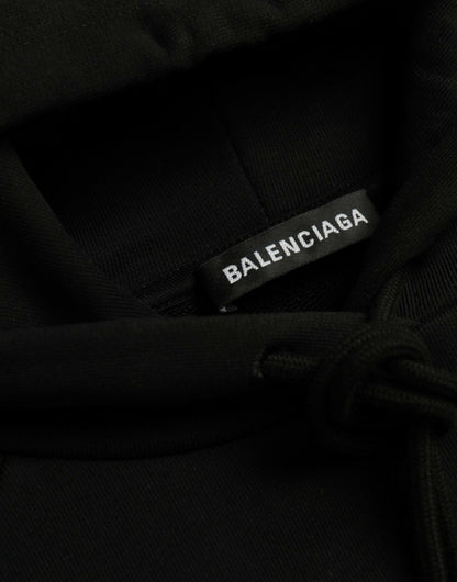 Balenciaga Black Cotton Logo Hood Pullover Sweatshirt Sweatshirt