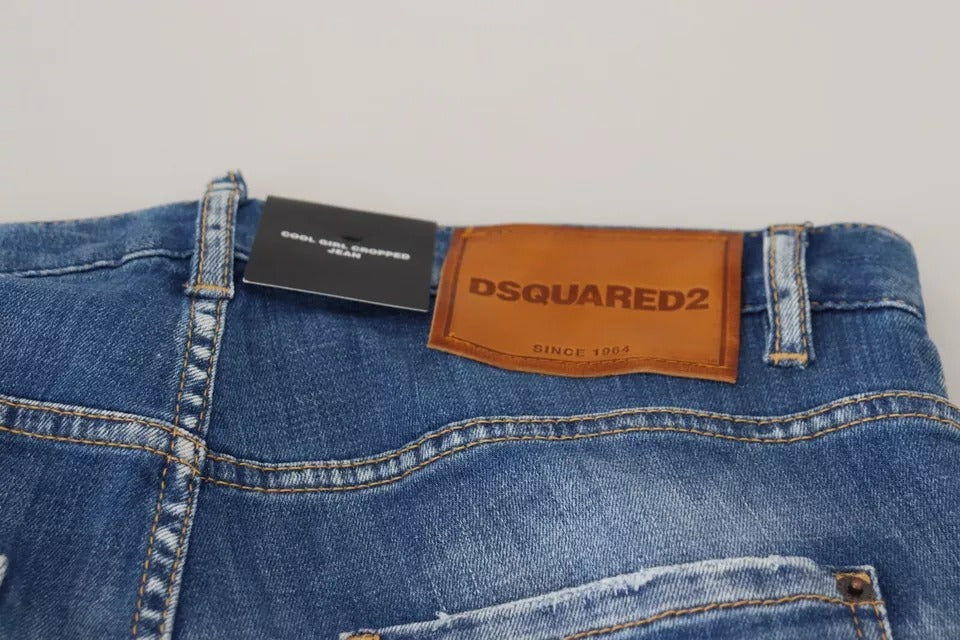 Dsquared² Blue Cotton Låg midja Cropped Cool Girl Denim Jeans