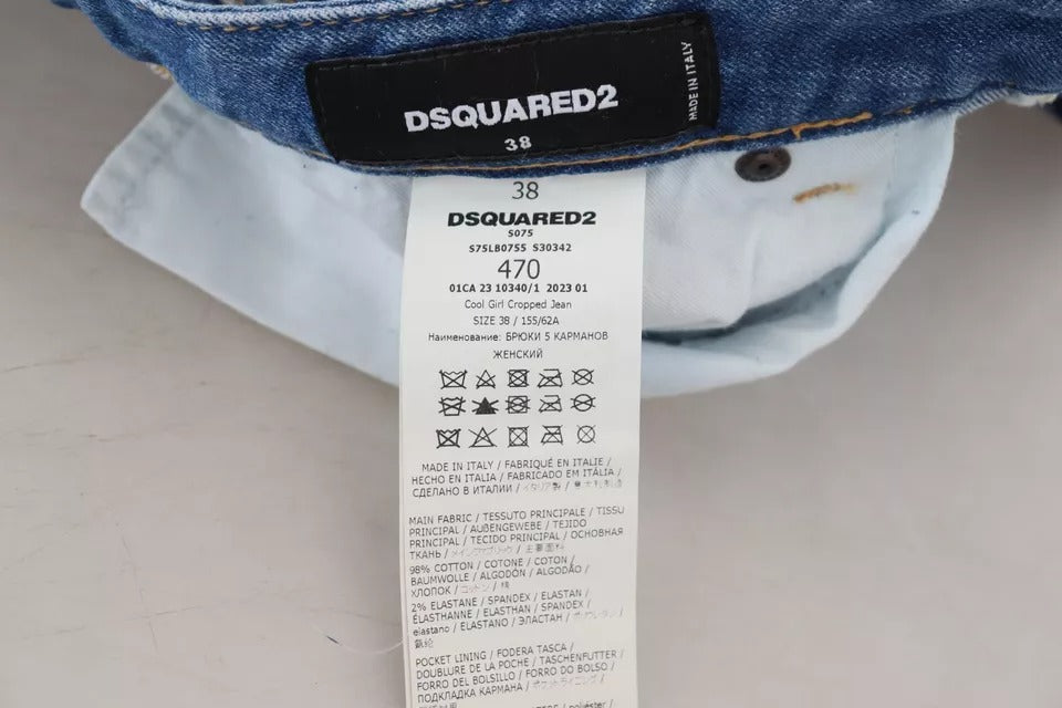 Dsquared² Blue Cotton Låg midja Cropped Cool Girl Denim Jeans