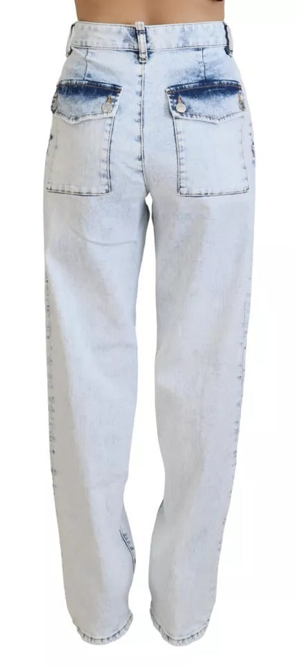 Dsquared² Light Blue Cotton High Waist Straight Denim Jeans