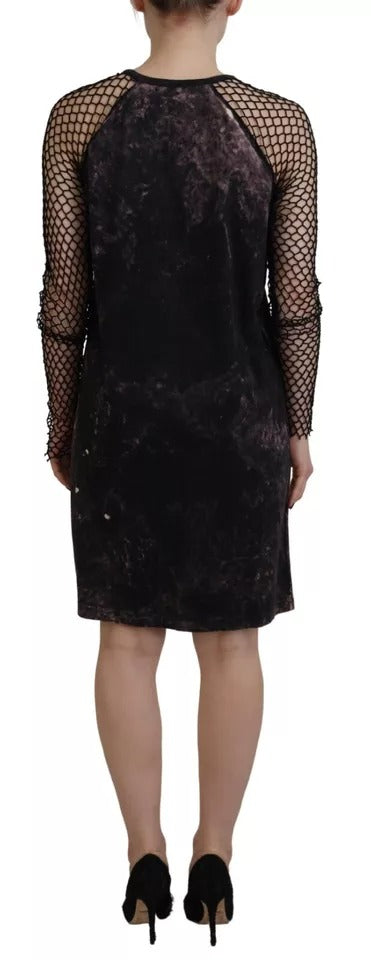 Dsquared² Black Tie Dye Mesh Långärmad Cotton Shift Dress