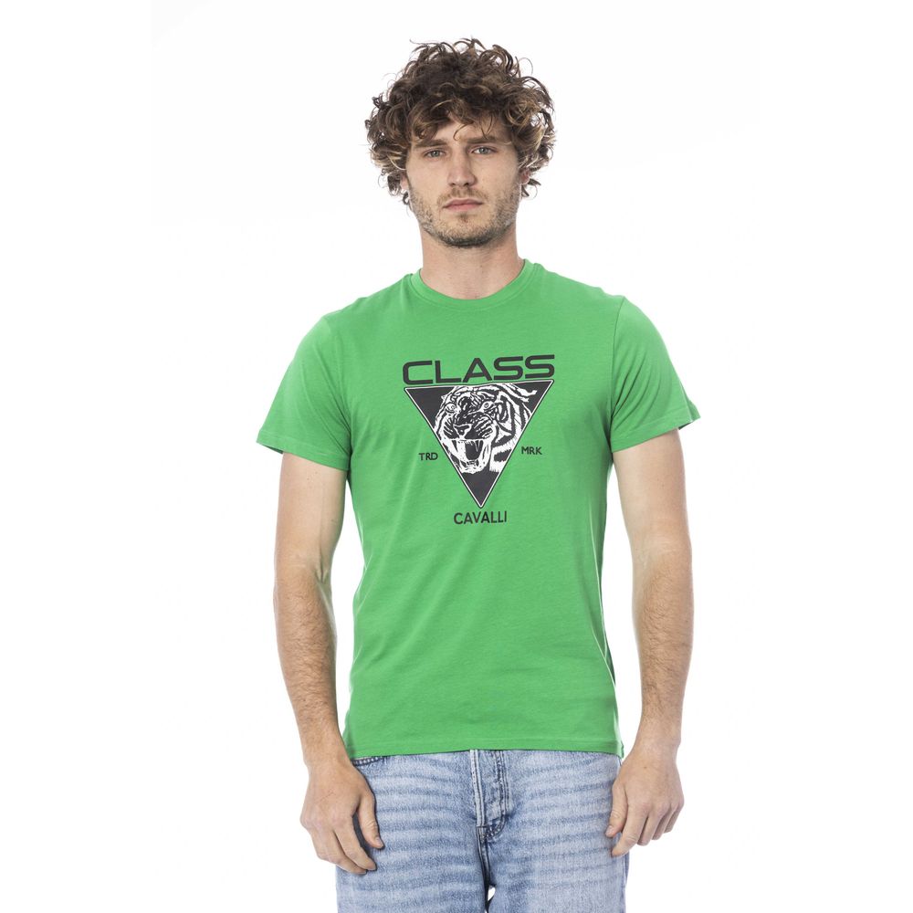 Cavalli Class Green Cotton Men T-Shirt