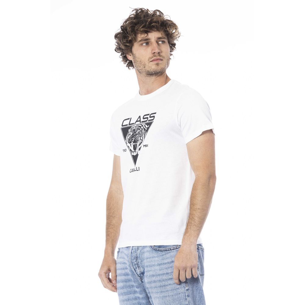 Cavalli Class White Cotton Men T-Shirt