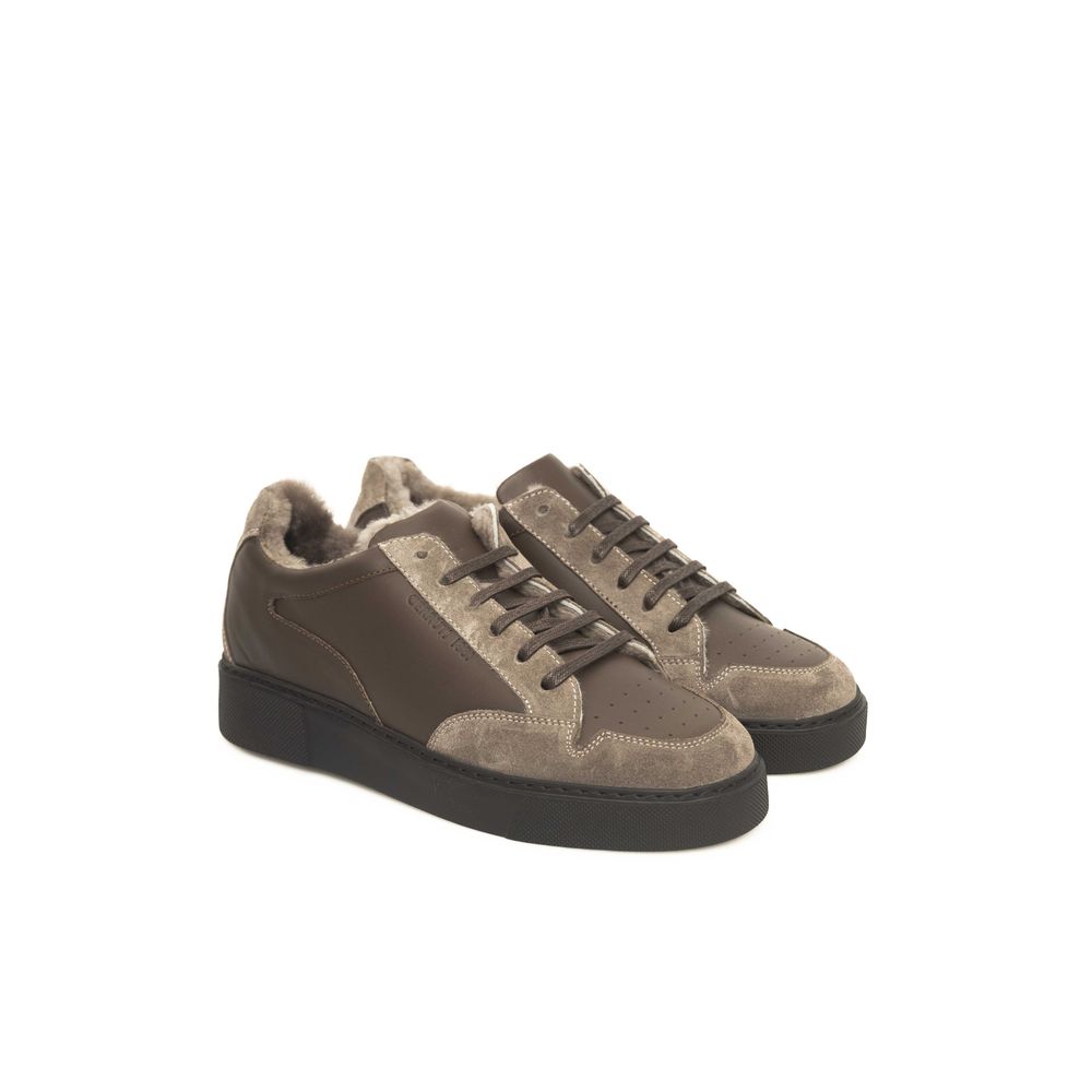 Cerruti 1881 Beige Läder Sneaker för män