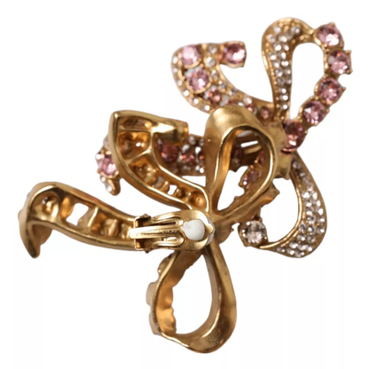 Dolce &amp; Gabbana Guld Mässing Rosa Klarkristall Bow Fiocchi Jul