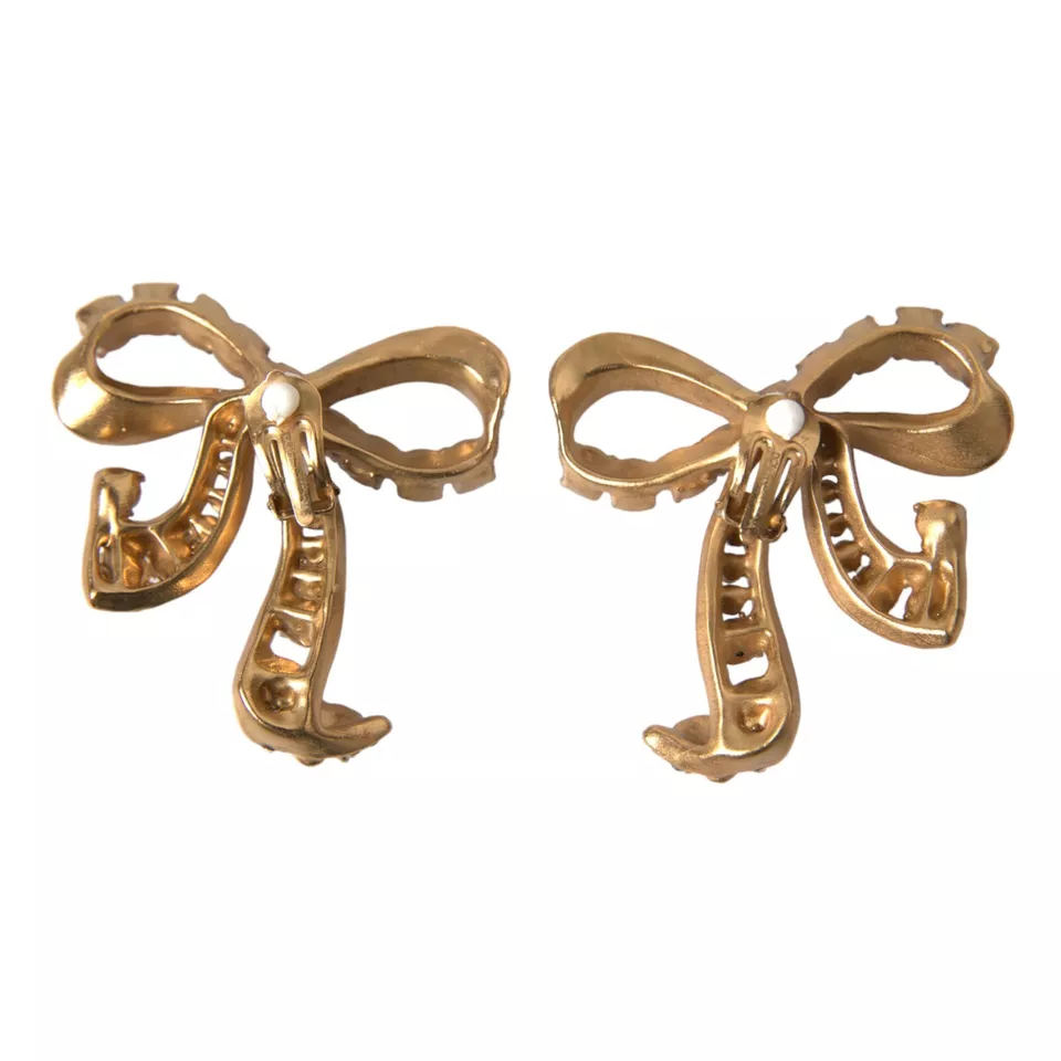 Dolce &amp; Gabbana Guld Mässing Rosa Klarkristall Bow Fiocchi Jul