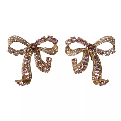 Dolce &amp; Gabbana Guld Mässing Rosa Klarkristall Bow Fiocchi Jul