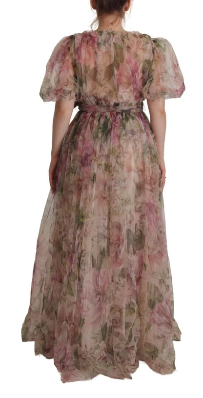 Dolce & Gabbana Multicolor Floral Print Long Maxi Gown Dress