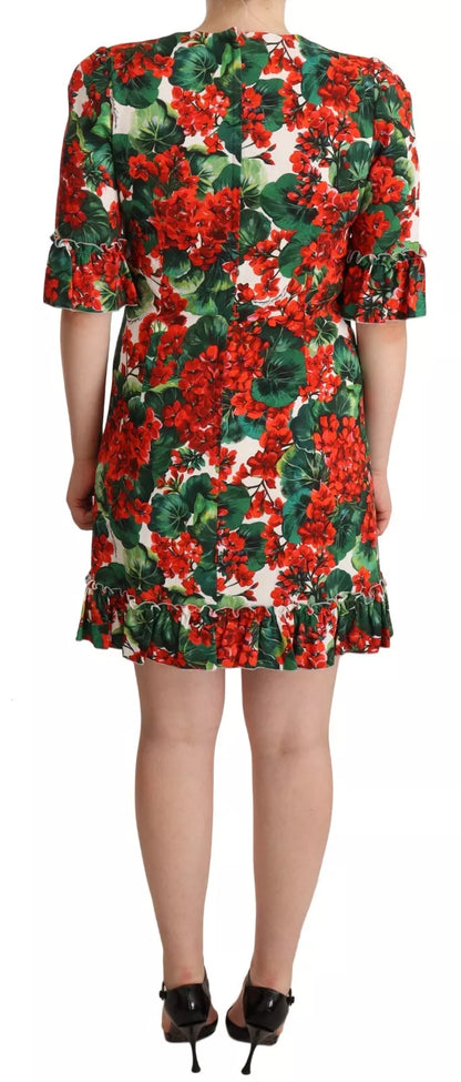 Dolce & Gabbana Red Green Portofino-Print Poplin Midi Dress