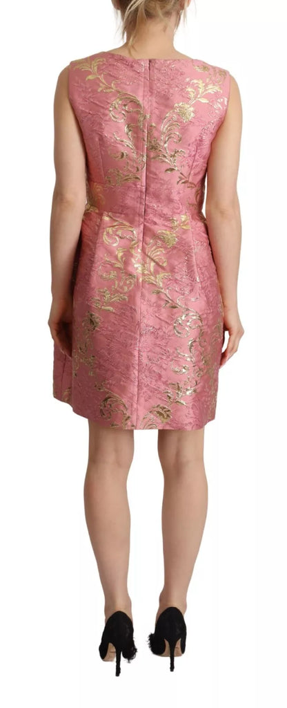 Vestido corto sin mangas con estampado floral en jacquard rosa de Dolce &amp; Gabbana