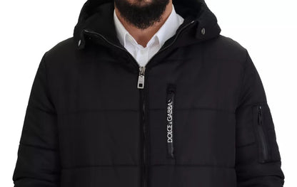 Dolce &amp; Gabbana Svart Nylon Hooded Parka Vinterjacka