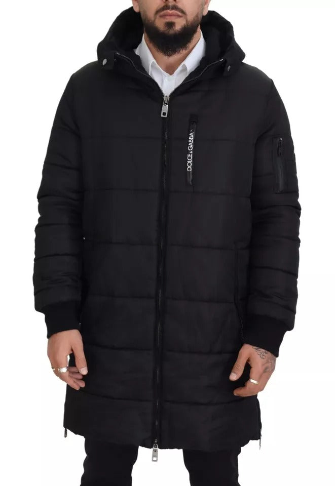 Dolce &amp; Gabbana Svart Nylon Hooded Parka Vinterjacka