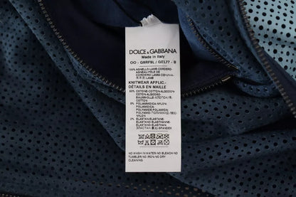 Dolce &amp; Gabbana blå läderperforerad jacka med dragkedja