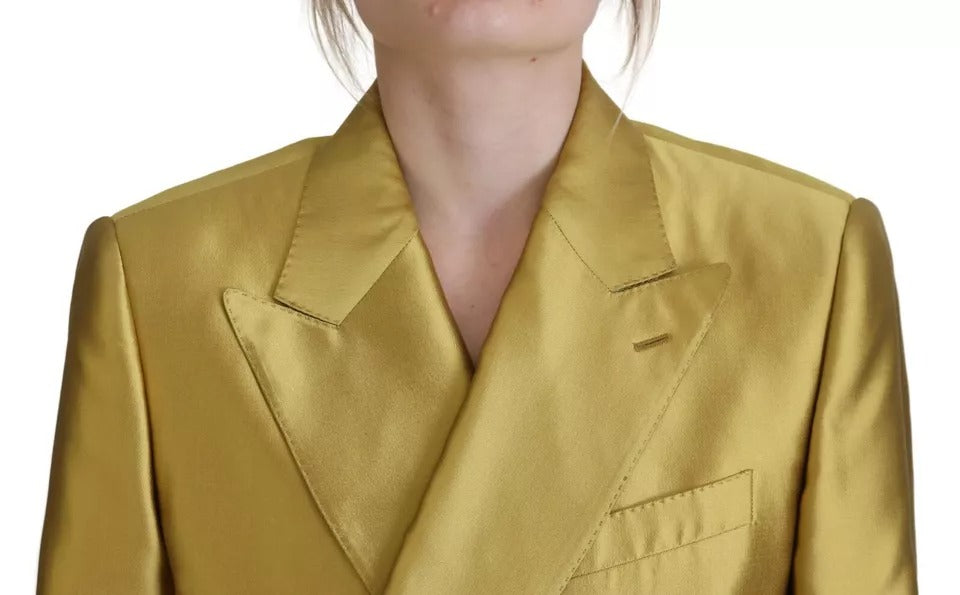 Chaqueta blazer de manga larga de satén dorado de Dolce &amp; Gabbana