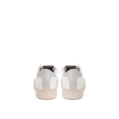 P448 Zapatillas elegantes de piel blanca