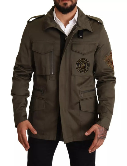 Dolce &amp; Gabbana Green Cotton DG Love Blouson Coat Jacka