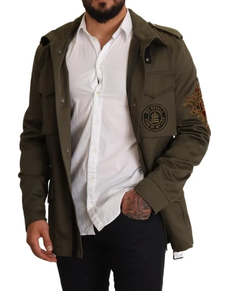 Dolce &amp; Gabbana Green Cotton DG Love Blouson Coat Jacka