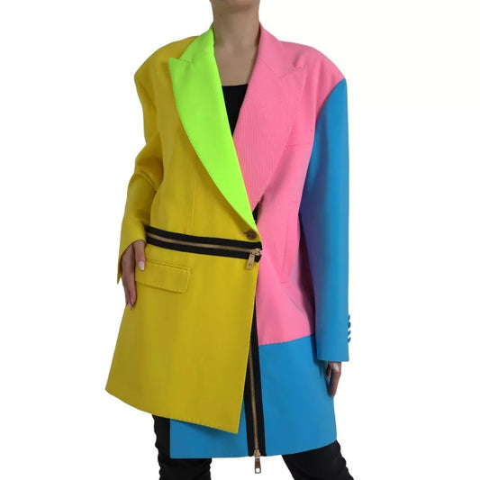 Dolce &amp; Gabbana Multicolor Patchwork Peak Lapel Coat Jacka