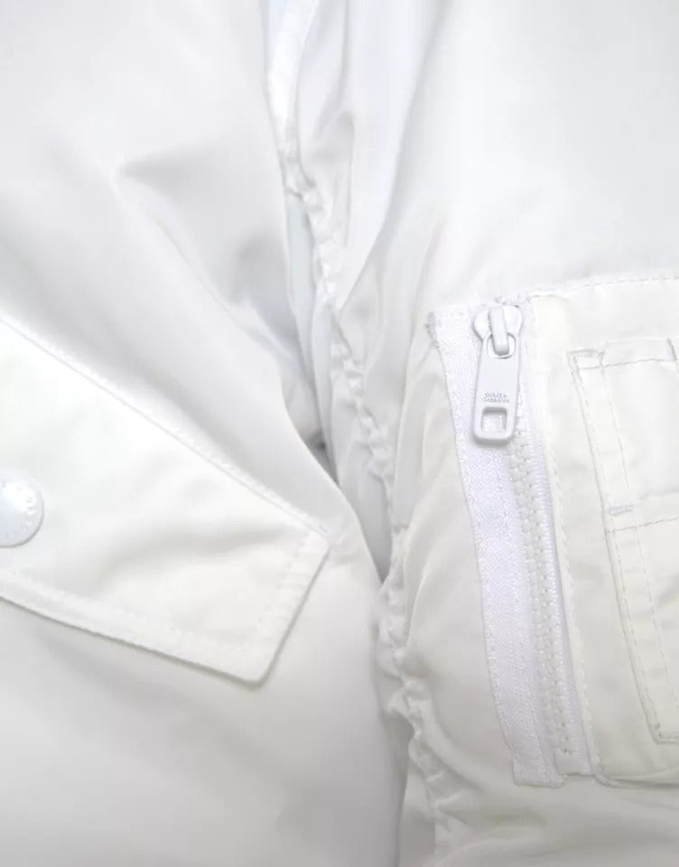 Dolce &amp; Gabbana White Bomber långärmad jacka med dragkedja