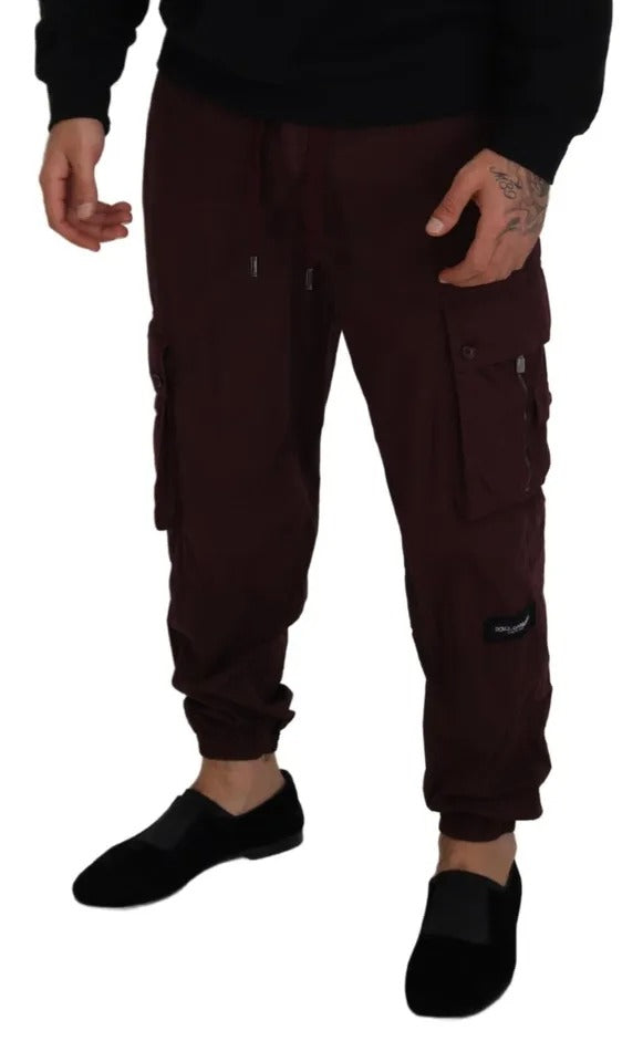 Dolce &amp; Gabbana Bordeaux Cargo Jogger Byxa bomullsbyxor