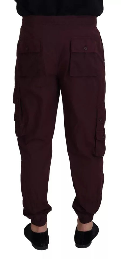 Dolce &amp; Gabbana Bordeaux Cargo Jogger Byxa bomullsbyxor