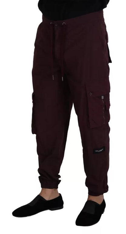 Dolce &amp; Gabbana Bordeaux Cargo Jogger Byxa bomullsbyxor