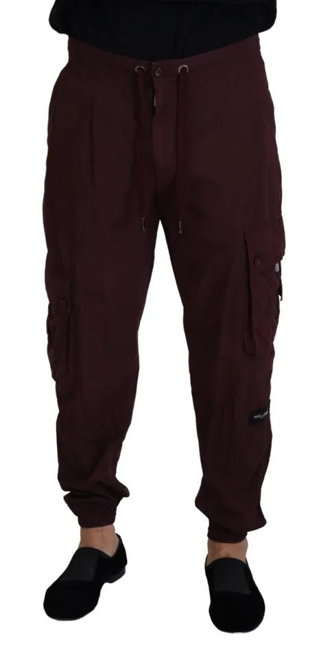 Dolce &amp; Gabbana Bordeaux Cargo Jogger Byxa bomullsbyxor