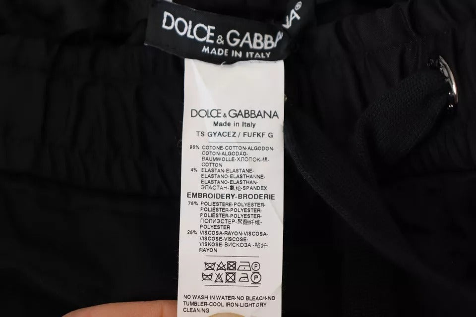 Dolce &amp; Gabbana svarta joggingbyxor Stretchbyxor i bomull