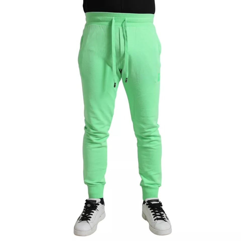 Dolce &amp; Gabbana Neon Grön bomull Stretch Jogger Joggingbyxor