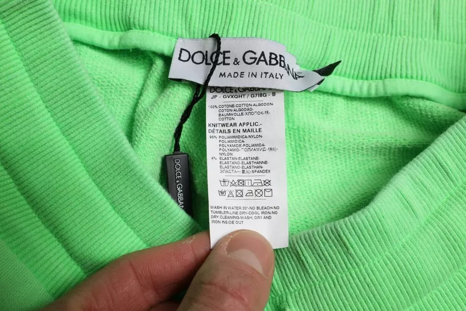 Dolce &amp; Gabbana Neon Grön bomull Stretch Jogger Joggingbyxor