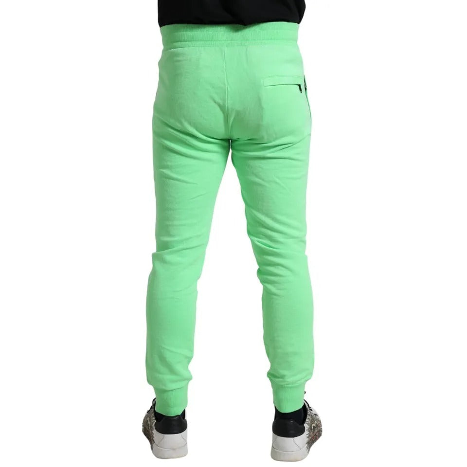 Dolce &amp; Gabbana Neon Grön bomull Stretch Jogger Joggingbyxor