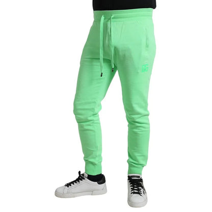 Dolce &amp; Gabbana Neon Grön bomull Stretch Jogger Joggingbyxor