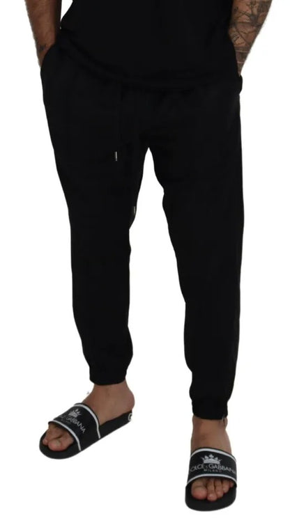 Dolce &amp; Gabbana svarta joggingbyxor i ull