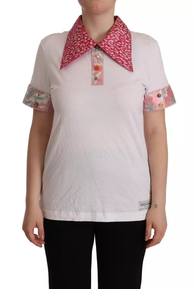 Camiseta Sartoria blanca con cuello ancho y botones de Dolce &amp; Gabbana