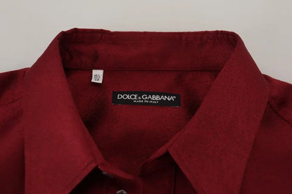 Dolce &amp; Gabbana Bordeaux långärmad bomullsskjorta för män