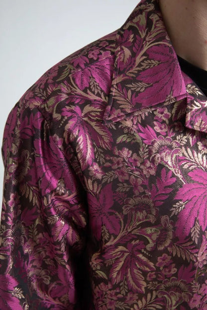 Dolce &amp; Gabbana Fuchsia rosa blommig Jacquard Button Down-skjorta