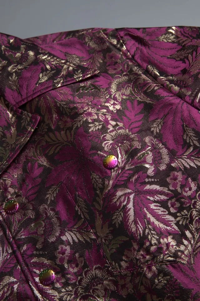 Dolce &amp; Gabbana Fuchsia rosa blommig Jacquard Button Down-skjorta