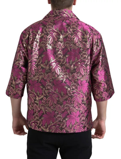 Dolce &amp; Gabbana Fuchsia rosa blommig Jacquard Button Down-skjorta