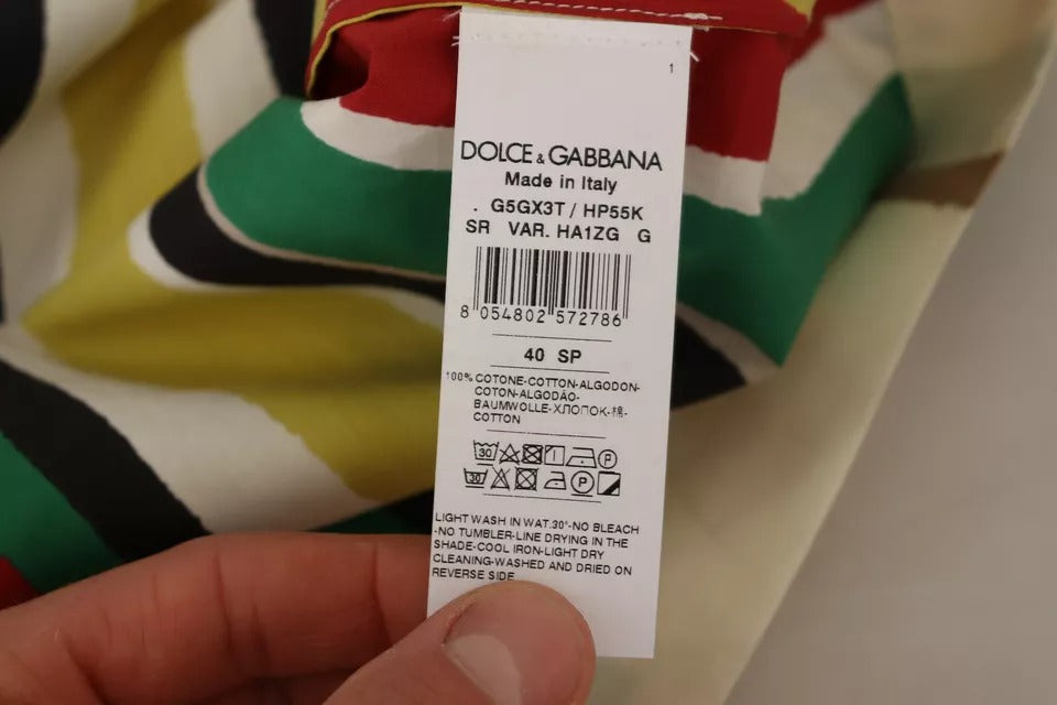 Dolce &amp; Gabbana multicolor randig kortärmad bomullsskjorta