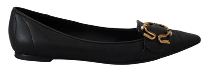 Dolce &amp; Gabbana Black Devotion Läder Pointy Flats Skor