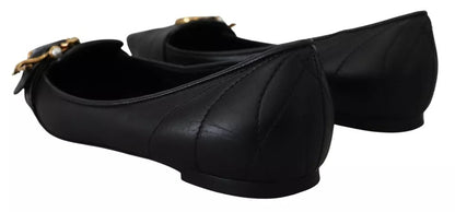 Dolce &amp; Gabbana Black Devotion Läder Pointy Flats Skor