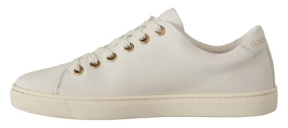 Dolce &amp; Gabbana Vitt Läder Guld Röd Hjärta Sneakers Skor