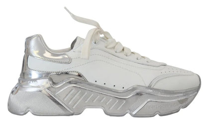 Zapatillas deportivas Daymaster de piel plateada y blanca para mujer de Dolce &amp; Gabbana