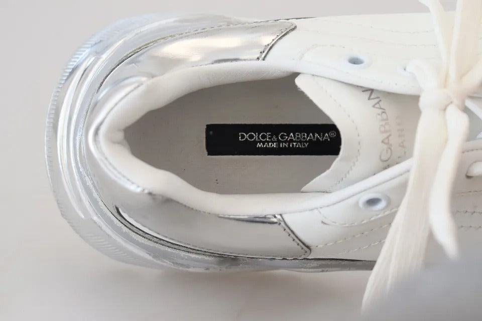 Zapatillas deportivas Daymaster de piel plateada y blanca para mujer de Dolce &amp; Gabbana