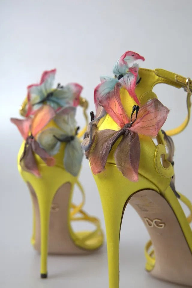 Dolce & Gabbana Yellow Butterfly Applique Sandals Shoes