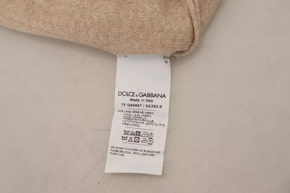 Dolce &amp; Gabbana Beige Virgin Wool Tröja med rund hals