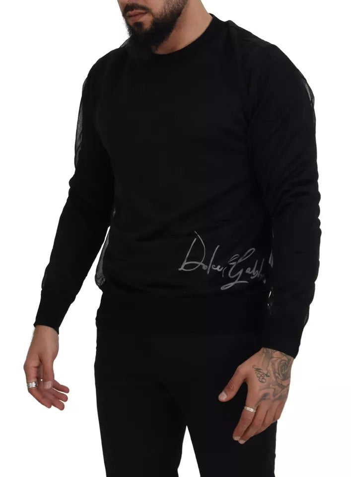 Dolce &amp; Gabbana Svart Polyester Crewneck Tröja för män