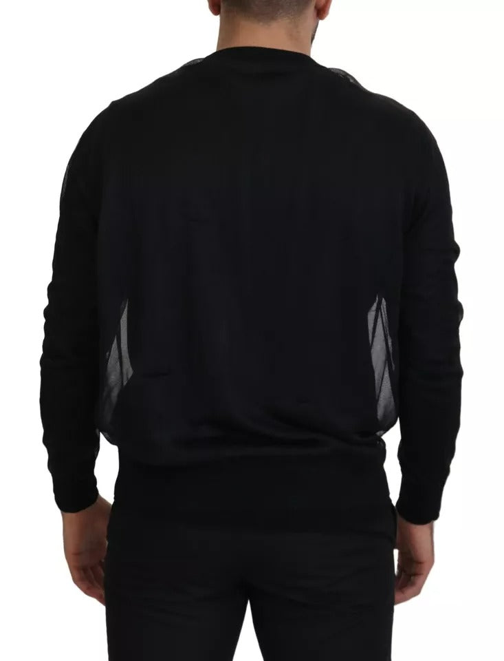 Dolce &amp; Gabbana Svart Polyester Crewneck Tröja för män