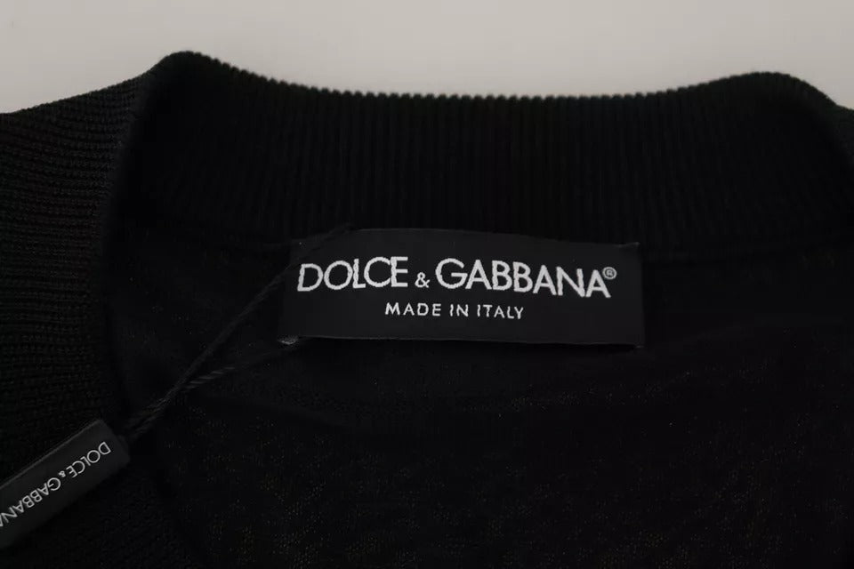 Dolce &amp; Gabbana Svart Polyester Crewneck Tröja för män