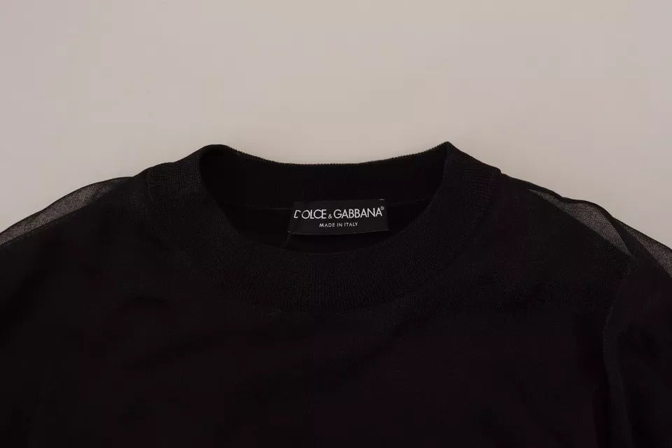 Dolce &amp; Gabbana svart polyester logotyp tröja för män